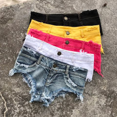 Denim Shorts Hot Pants Nightclub Jeans Low Waist Sexy Ripped Nightclub Outfit PQ635A