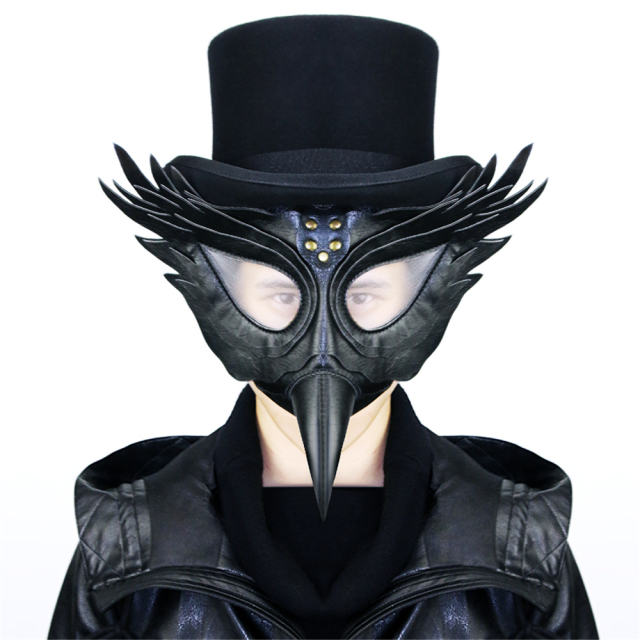 Steampunk Black Wing Bird Mask Faux Leather PU Halloween Bar Props PQHG092
