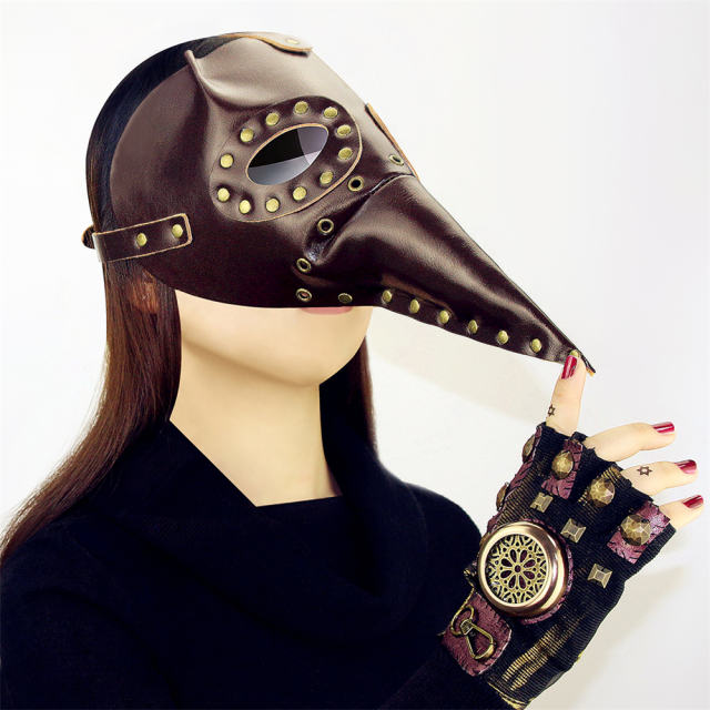 Steampunk Plague Doctor Bird Mask Faux Leather PU Halloween Bar Props PQHG095