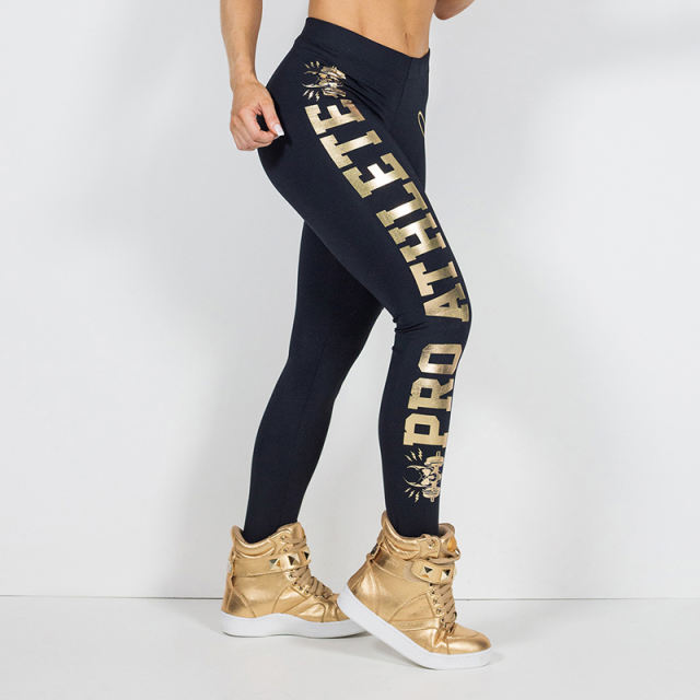 Golden Letters Offset Sweatpants for Women Sport Leggings PQOM1066