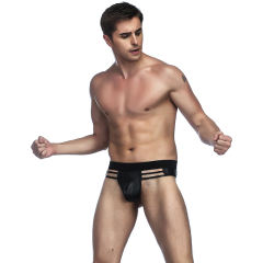 Faux Leather Hollow Out Boxer Briefs Men's PU Sexy Underwear PQMP062