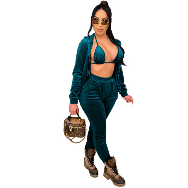 Women Winter Casual Wear Korean Cashmere Jogging Sports Suit PQ3309A