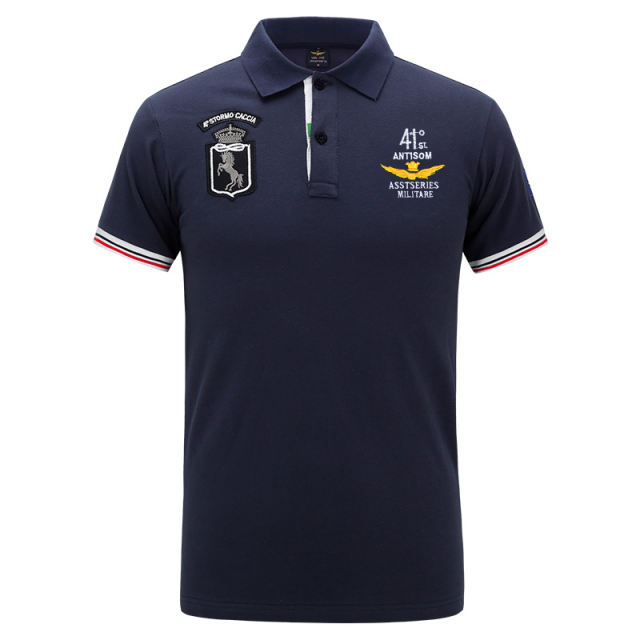 White Summer Cotton Lapel POLO Shirt Short Sleeve Men's Sports T-shirts PQ087A