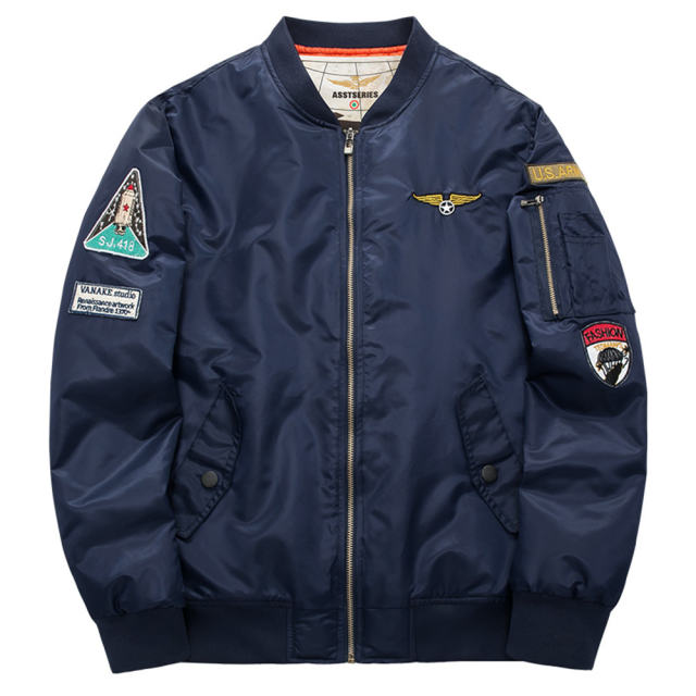 Blue Plus Size Pilot Baseball Uniform Men's Cotton Sports Casual Jacket PQ1688C