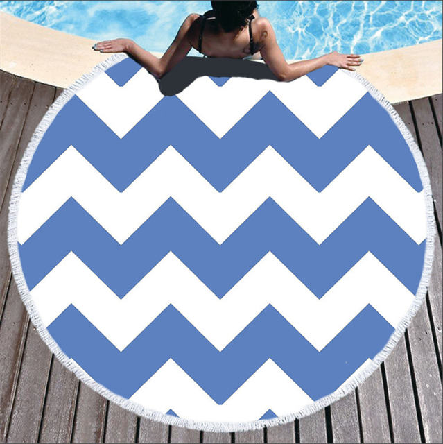 Seaside Beach Towel Round Print Picnic Mat Vacation Fashion Towel PQHD2007F