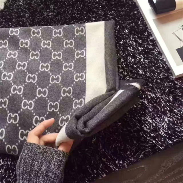 Padded Scarf Imitation Cashmere Scarf Women Letter Print Striped Shawl PQ1980C