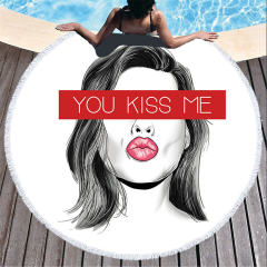 Round Print Picnic Mat Fashion Seaside Beach Towel Vacation Towel PQHD2007D