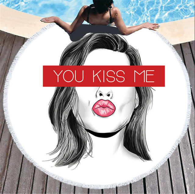 Round Print Picnic Mat Fashion Seaside Beach Towel Vacation Towel PQHD2007D