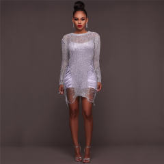 Silver Wool Beach Blouse Sexy Beach Dresses Hollow Knitted Dress PQZ002B