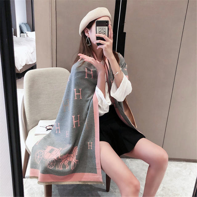 Blue Imitation Cashmere Scarf Women Autumn Scarf Spring Shawl PQWJ-23C