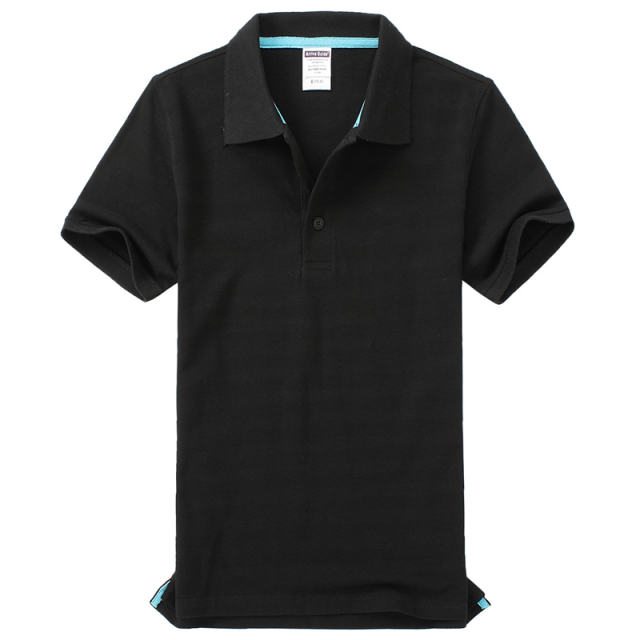 Black Pure Cotton POLO Shirts Men Lapel Workwear Women Advertising Shirts PQ4P002A