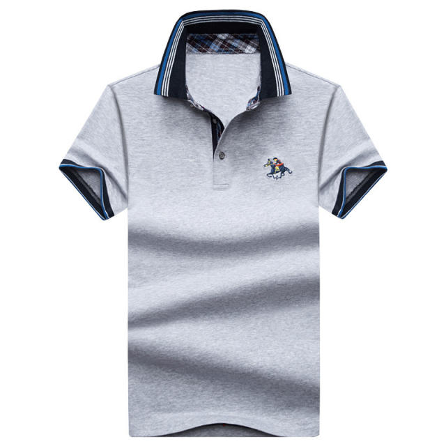 Light Green Men Polo Shirts Short Sleeve T-shirts Lapel Summer Tops PQLG1703D