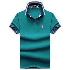 Light Green Men Polo Shirts Short Sleeve T-shirts Lapel Summer Tops PQLG1703D