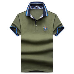 Light Green Men Polo Shirts Short Sleeve T-shirts Lapel Summer Tops PQLG1703D