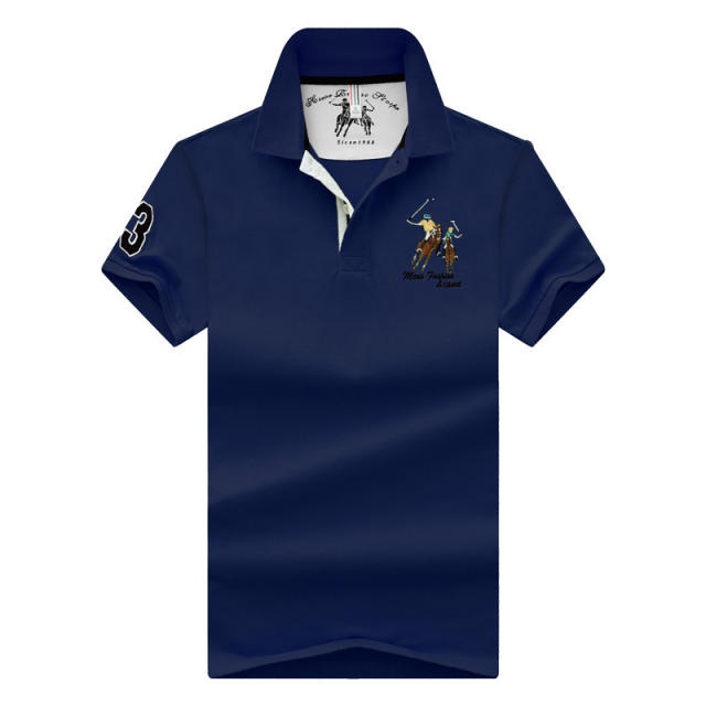 Grey Cotton Short Sleeve T-shirt Men Lapel Loose Tops Summer Polo Shirt PQ2020B