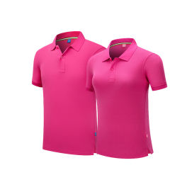 Red Short Sleeve Polo Shirts Unisex Custom Logo Lapel PIQUE Cotton T-shirt PQ301C