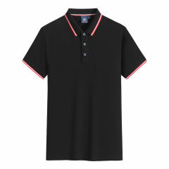 Black Summer Cotton T-shirt Custom Lapel Short Sleeve Polo Shirt Team Work Clothes PQ2003A