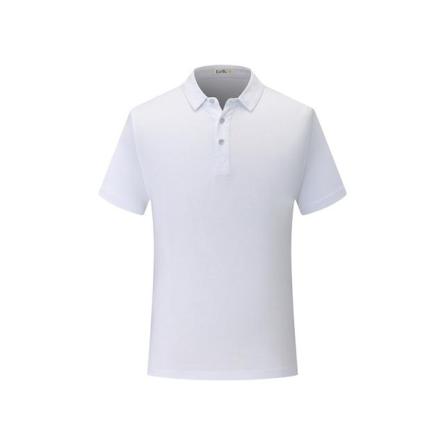 Red Plain Weave Shirts Lapel Work POLO Shirt Summer Combed Cotton Tops PQ1838F
