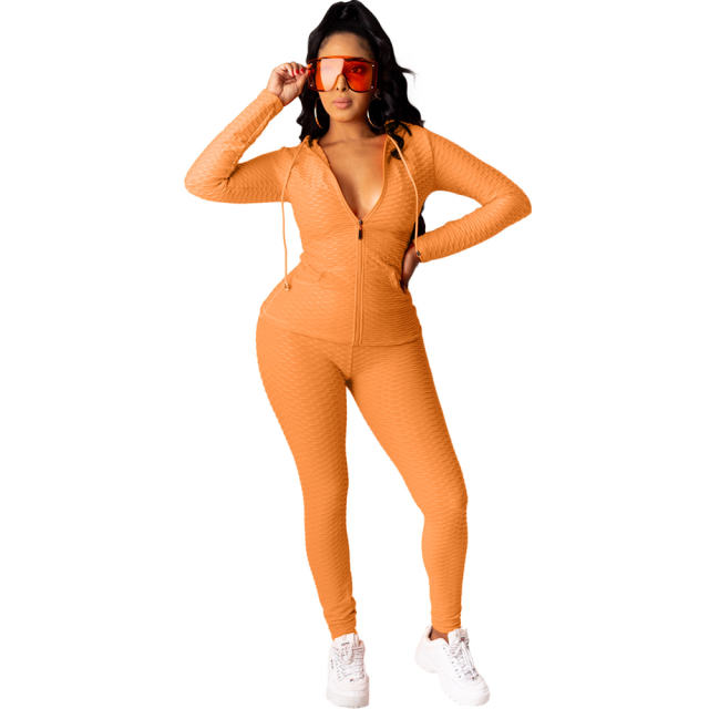 Autumn Fashion Fish Scale Trachsuit Frame Hooded Winter Casual Sports Suit PQCM770A