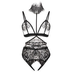 Black Eyelash Lace Bra with Panties Sexy Women Underwear PQZT272