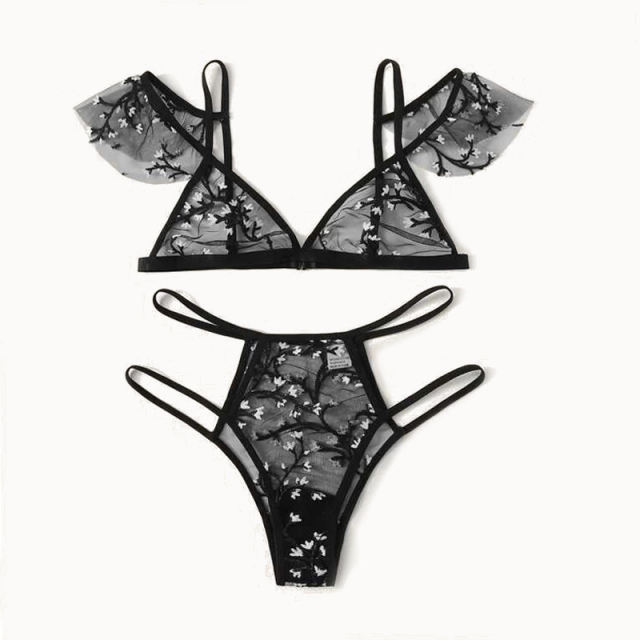 Sexy White Mesh Bra Set With Panties Women Lingerie PQZT271A