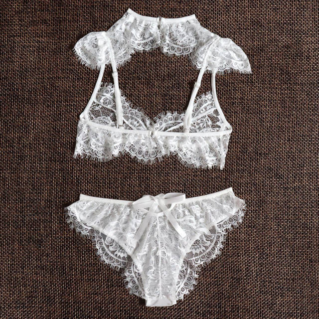 Women Erotic Lingerie Sets Sexy Eyelash Lace Bra With Shorts PQZT266B