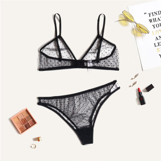 Women Mesh Bikini Lingerie Sexy Bra Set With Panties PQZT298B