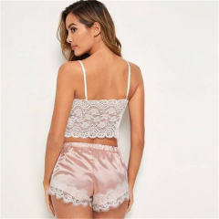 Lace Camisole For Women Satin Shorts Sexy Lounge Wear PQZZT084