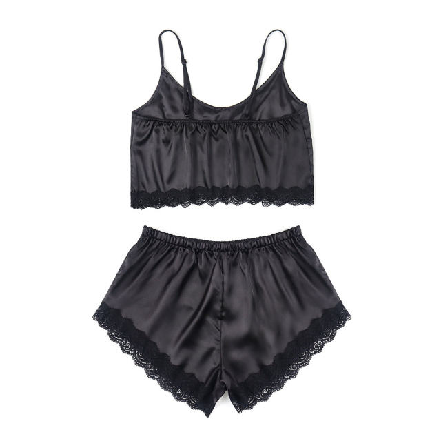 Sexy Home Lounge Wear Women Satin Camisole With Shorts PQZT183B