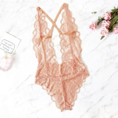 Black Sheer Lace Teddies Lingerie for Women Sexy Bodysuit PQBS004B