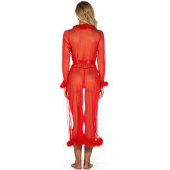 Red Women Sleepwear Lingerie Plus Size Plush Long NIght Dresses PQYM7837E