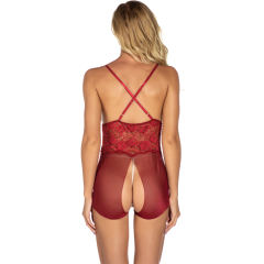 Red Deep V-neck Lace Bodysuit For Women Sexy Teddies Lingerie PQ7803C