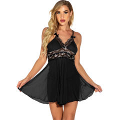 Plus Size Sequin Babydoll Lingerie For Women Sheer Mesh Sleepwear PQ9100A
