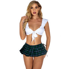 Plus Size Schoolgirl Cos Bra Tops with Skirts School Girl Cosplay Costume PQ105605D