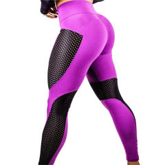 Mesh Yoga Pants Contrast Color Hip Lift Women High Waist Sexy Sports Leggings PQ6084A