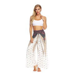 Women Straight Wide Leg Hippie Pants Loose Yoga Dance Wear PQYEA006