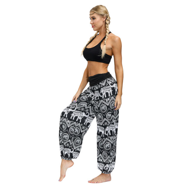 Loose Yoga Dance Bloomers Women Straight Wide Leg Hippie Pants PQYEX013