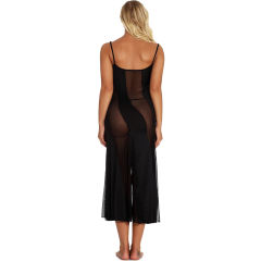 Sexy Mesh Patchwork Nightgown Lingerie Black Lace Night Dress For Women PQYM7802
