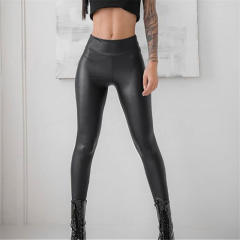 Women Matt Faux Leather Leggings High Waist Wetlook PU Pants PQPK15A
