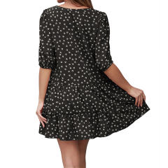 Fashion Summer Retro Dress Women Loose Half Sleeve Casual Dresses PQ1124A
