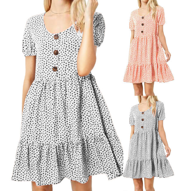 Summer Floral Printed Retro Dresses for Women Loose Casual Dress PQ1103A