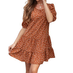 Fashion Summer Retro Dress Women Loose Half Sleeve Casual Dresses PQ1124A