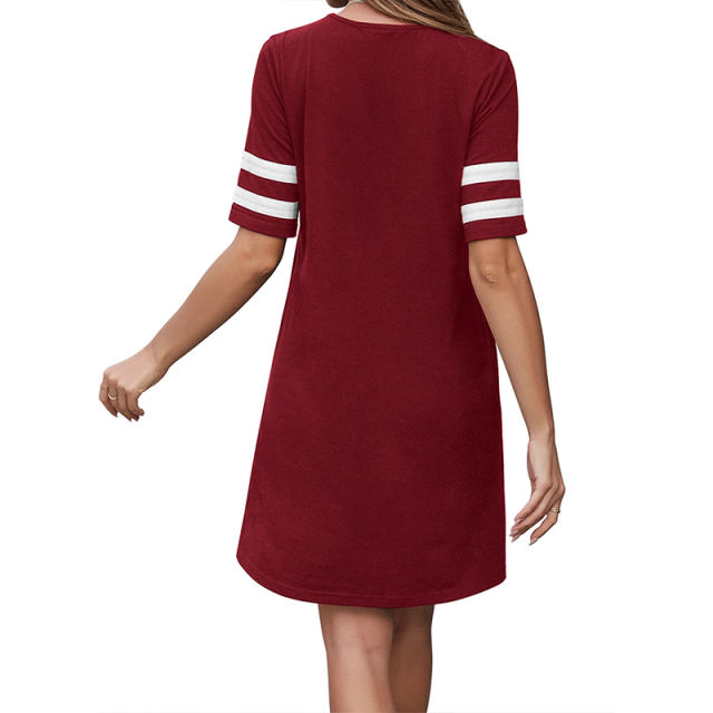 Fashion Crew Neck Casual Dresses for Women Short Sleeve Streetwear PQ1142A [OUT OF STOCK]