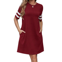 Fashion Crew Neck Casual Dresses for Women Short Sleeve Streetwear PQ1142A [OUT OF STOCK]