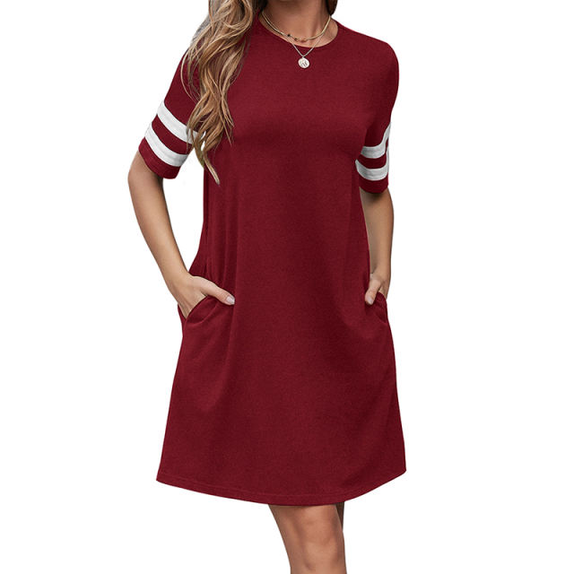 Fashion Crew Neck Casual Dresses for Women Short Sleeve Streetwear PQ1142A [OUT OF STOCK]