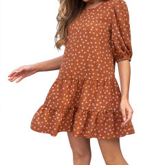 Fashion Summer Retro Dress Women Loose Half Sleeve Casual Dresses PQ1124A