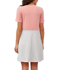 Women Summer Mini Dress Short Sleeve Leopard Print Casual Dress PQ1124B