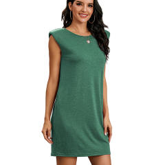 Sleeveless Solid Color Casual Dresses Round Neck Summer Dress For Women PQ1001C