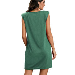 Sleeveless Round Neck Summer Dress For Women Solid Color Casual Dresses PQ1001A