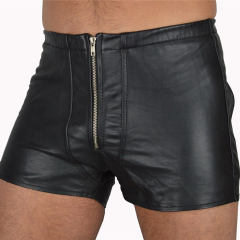 Night Club Butt Cheek Shorts Faux Leather Steampunk Matt PU Pants Men PQN927